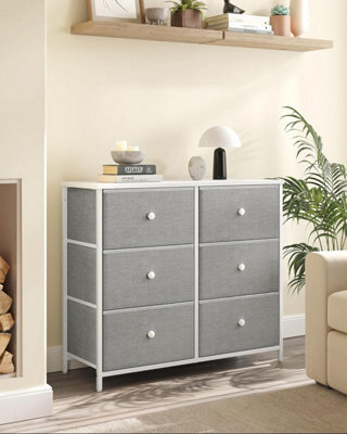 Songmics Dresser Chest, Cloth 5-Drawer Storage Organizer, Dresser, For Lounge, Passage, Baby Room, Light Grey And White - image 1