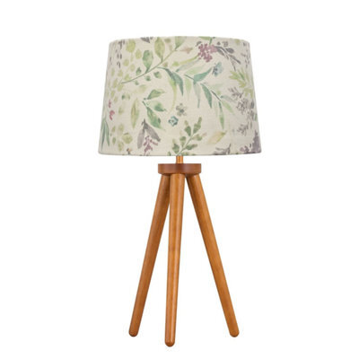 First Choice Lighting Voyage - Dark Oak Table Lamp Or Bedside Light With Floral Shade - image 1