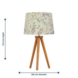First Choice Lighting Voyage - Dark Oak Table Lamp Or Bedside Light With Floral Shade - thumbnail 4