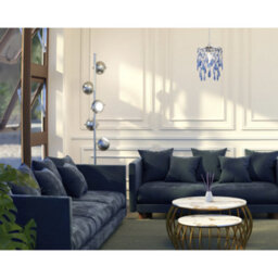 Happy Homewares Modern Waterfall Design Pendant Shade With Clear/blue Acrylic Drops And Beads - thumbnail 6