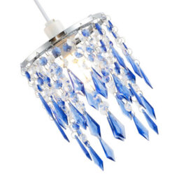 Happy Homewares Modern Waterfall Design Pendant Shade With Clear/blue Acrylic Drops And Beads - thumbnail 4
