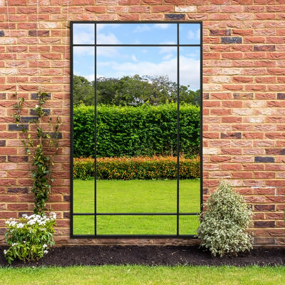 "Mirroroutlet - The Genestra - Black Contemporary Wall & Leaner Garden Mirror 79""x 47"" (200 X 120 Cm)" - image 1