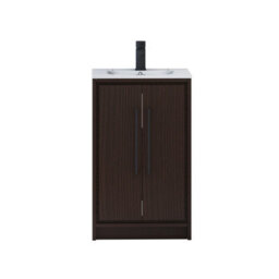 Royal Bathrooms Livora 500mm Black Woodgrain Floor Standing Vanity Cloakroom Unit 2 Door With Minimalist Basin & Matt Black Handle - thumbnail 6