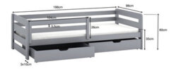 Arte Ergo Grey 90 X 190Cm Single Bed With Removable Guardrail And 2 Drawers - Foam/bonnell Mattress Included - thumbnail 4