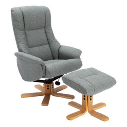 Morris Living The Cairo - Lisbon Teal Green Fabric - Swivel Recliner Chair & Matching Footstool