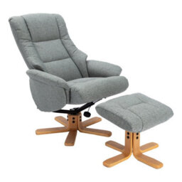 Morris Living The Cairo - Lisbon Teal Green Fabric - Swivel Recliner Chair & Matching Footstool - thumbnail 2