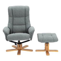 Morris Living The Cairo - Lisbon Teal Green Fabric - Swivel Recliner Chair & Matching Footstool - thumbnail 3
