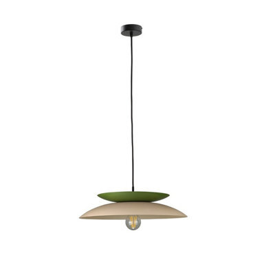 Luminosa Lighting Luminosa Ferro Dome Pendant Ceiling Light Beige, Green 1X E27 - image 1