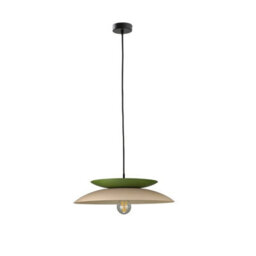 Luminosa Lighting Luminosa Ferro Dome Pendant Ceiling Light Beige, Green 1X E27 - thumbnail 1