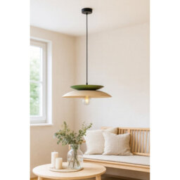 Luminosa Lighting Luminosa Ferro Dome Pendant Ceiling Light Beige, Green 1X E27 - thumbnail 2