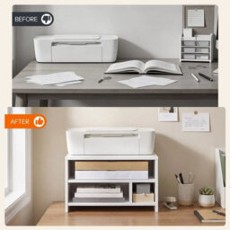 Desktop Printer Stand With Storage Printer Rack 40 X 30 X 24.5 Cm White - thumbnail 4