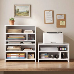 Desktop Printer Stand With Storage Printer Rack 40 X 30 X 24.5 Cm White - thumbnail 3