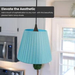 3 Pack Fabric Coolie Lampshades With Premium A60 Led Bulb, 22Cm Light Blue Lamp Shades For Ceiling & Table Lamps - thumbnail 5