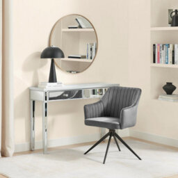 Furniturebox Uk 2X Calla Grey Velvet Swivel Dining Chairs - thumbnail 5