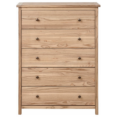 Wyld And Coco Sassafras Home 5-Drawer Sideboard, Light Natural Wood Rustic Cabinet For Bedroom Living Room - image 1