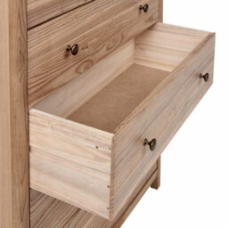 Wyld And Coco Sassafras Home 5-Drawer Sideboard, Light Natural Wood Rustic Cabinet For Bedroom Living Room - thumbnail 7