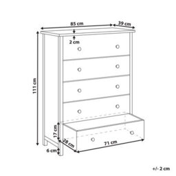 Wyld And Coco Sassafras Home 5-Drawer Sideboard, Light Natural Wood Rustic Cabinet For Bedroom Living Room - thumbnail 4