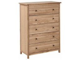 Wyld And Coco Sassafras Home 5-Drawer Sideboard, Light Natural Wood Rustic Cabinet For Bedroom Living Room - thumbnail 3