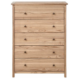 Wyld And Coco Sassafras Home 5-Drawer Sideboard, Light Natural Wood Rustic Cabinet For Bedroom Living Room - thumbnail 1