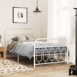 Berkfield Metal Bed Frame Without Mattress With Footboard White 100X200Cm - thumbnail 1