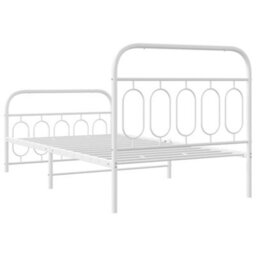 Berkfield Metal Bed Frame Without Mattress With Footboard White 100X200Cm - thumbnail 6
