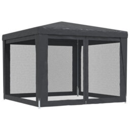 Berkfield Party Tent With 4 Mesh Sidewalls Anthracite 3X3 M Hdpe - thumbnail 5