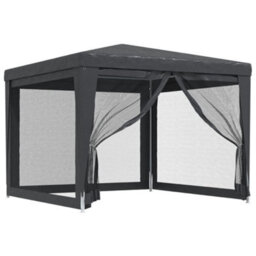 Berkfield Party Tent With 4 Mesh Sidewalls Anthracite 3X3 M Hdpe - thumbnail 2