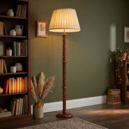Happy Homewares Mahogany Wooden Classic Floor Lamp Base With Twisting Pole Design - thumbnail 6