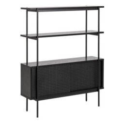 Furniture To Go Angus Small Bookcase With 2 Sliding Doors In Black - thumbnail 1