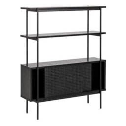 Furniture To Go Angus Small Bookcase With 2 Sliding Doors In Black - thumbnail 4