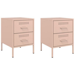 Berkfield Bedside Cabinets 2 Pcs Pink 36X39X50.5 Cm Steel - thumbnail 2