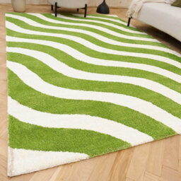 The Rugs Joli Green And White Wavy Rug Soft Dense Pile Easy To Clean And Pet Friendly For Living Rooms And Bedrooms - thumbnail 1