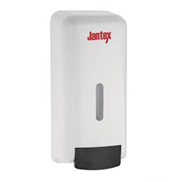 Jantex Wall-Mounted Liquid Soap And Hand Sanitiser Dispenser 1 Litre, White, Dose: 1 Ml, Easy To Fill Refillable Reservoir, Sleek