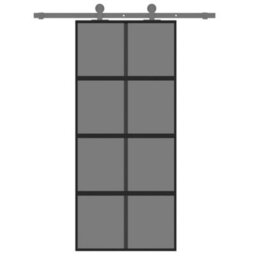 Berkfield Sliding Door Black 90X205 Cm Tempered Glass And Aluminium - thumbnail 3