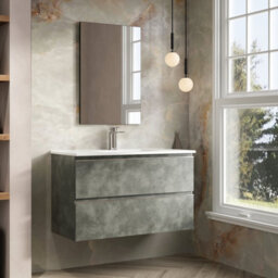 Banyetti Vatilla 1000mm Wall Hung Vanity Unit With Lira Basin - Cemento Grey - thumbnail 2