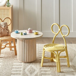 Beliani Kids Chair - Handmade Natural Rattan, Yellow, Laminated Finish, Compact Boho Design - thumbnail 2