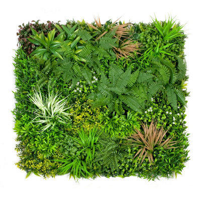 Greenbrokers Artificial Green Plant Wall Hedge With Mixed Green Pink Leaf Foliage-Uv Stable (Pack Of 1) (1M X 1M) - image 1