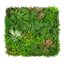 Greenbrokers Artificial Green Plant Wall Hedge With Mixed Green Pink Leaf Foliage-Uv Stable (Pack Of 1) (1M X 1M)