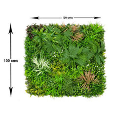 Greenbrokers Artificial Green Plant Wall Hedge With Mixed Green Pink Leaf Foliage-Uv Stable (Pack Of 1) (1M X 1M) - thumbnail 2
