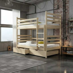 Nemo Children Room Bunk Bed Wooden Frame Abs Edge Finish Split Into Two Beds With Ladder 198X97X161Cm Pine - thumbnail 2