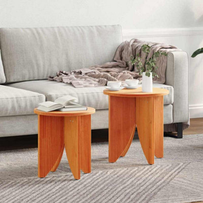 Berkfield Coffee Table 2 Pcs Wax Brown 41.5 X 41.5 X 44 Cm - image 1