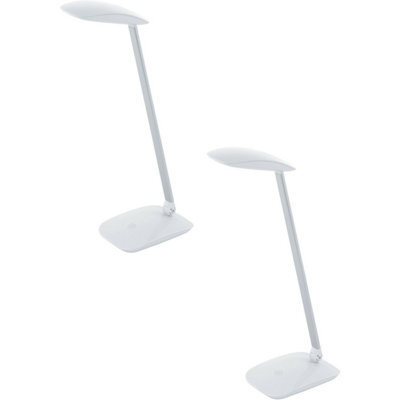 Set Of 2 Modern White Table Desk Lamps With Touch Control And Dimming Led Bulbs - image 1