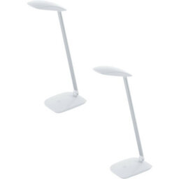 Set Of 2 Modern White Table Desk Lamps With Touch Control And Dimming Led Bulbs - thumbnail 1