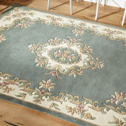 Green Traditional Bordered Floral Handmade Wool Rug For Living Room And Bedroom-120Cm X 180Cm - thumbnail 2