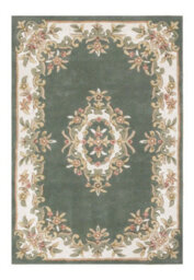 Green Traditional Bordered Floral Handmade Wool Rug For Living Room And Bedroom-120Cm X 180Cm - thumbnail 4