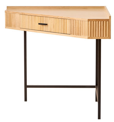 Nordlys Wood And Metal Corner Desk With 1 Drawer Classic Style Bedroom - image 1