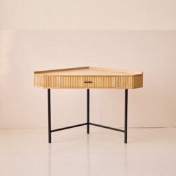 Nordlys Wood And Metal Corner Desk With 1 Drawer Classic Style Bedroom - thumbnail 7