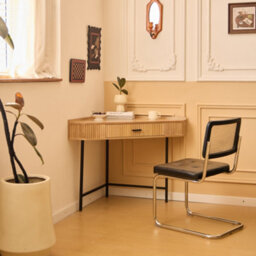 Nordlys Wood And Metal Corner Desk With 1 Drawer Classic Style Bedroom - thumbnail 3