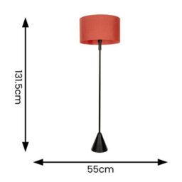 Valuelights Mitch Rust Fabric Drum Lamp Shade Black Single Stem Triangle Floor Lamp - thumbnail 4