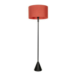 Valuelights Mitch Rust Fabric Drum Lamp Shade Black Single Stem Triangle Floor Lamp - thumbnail 2